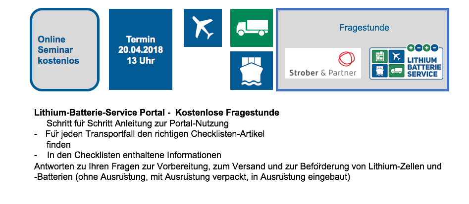 Lithium-Batterie-Service PortaL Kostenlose Fragestunde 20.04.2018 13.00 Uhr