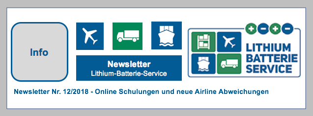 Newsletter Nr. 12/2018 - Online Schulungen und neue Airline Abweichungen