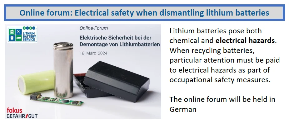 Online forum: Electrical safety when dismantling lithium batteries