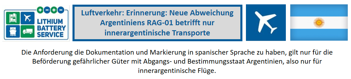 Luftverkehr: Erinnerung: Neue Abweichung Argentiniens RAG-01 betrifft nur innerargentinische Transporte 2024-03-23 Newsletter Thema 5 de