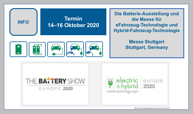 The Battery Show und The Electric & Hybrid Vehicle Technology Expo 14. bis 16. Oktober 2020