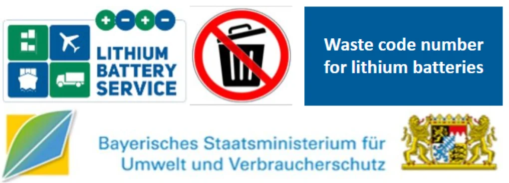 Waste code number for lithium batteries 13.04.2023 Schlüsselnummer de