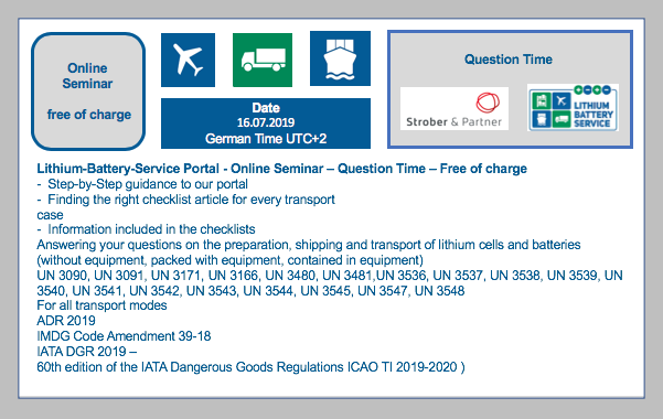 Online Seminar - free of charge - Lithium-Battery-Service Portal - Question Time