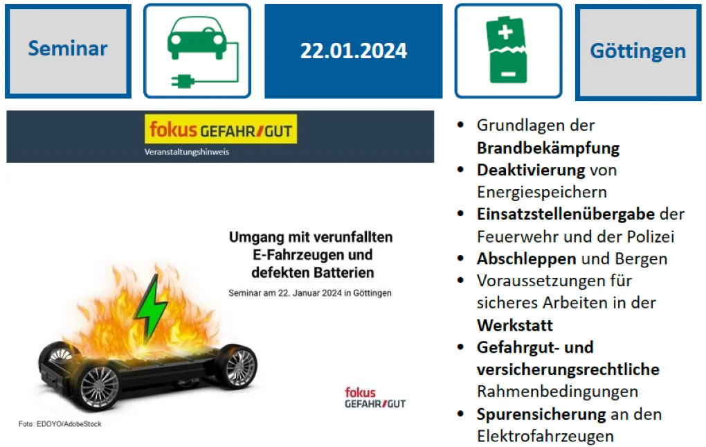 Umgang mit verunfallten E-Fahrzeugen und defekten Batterien