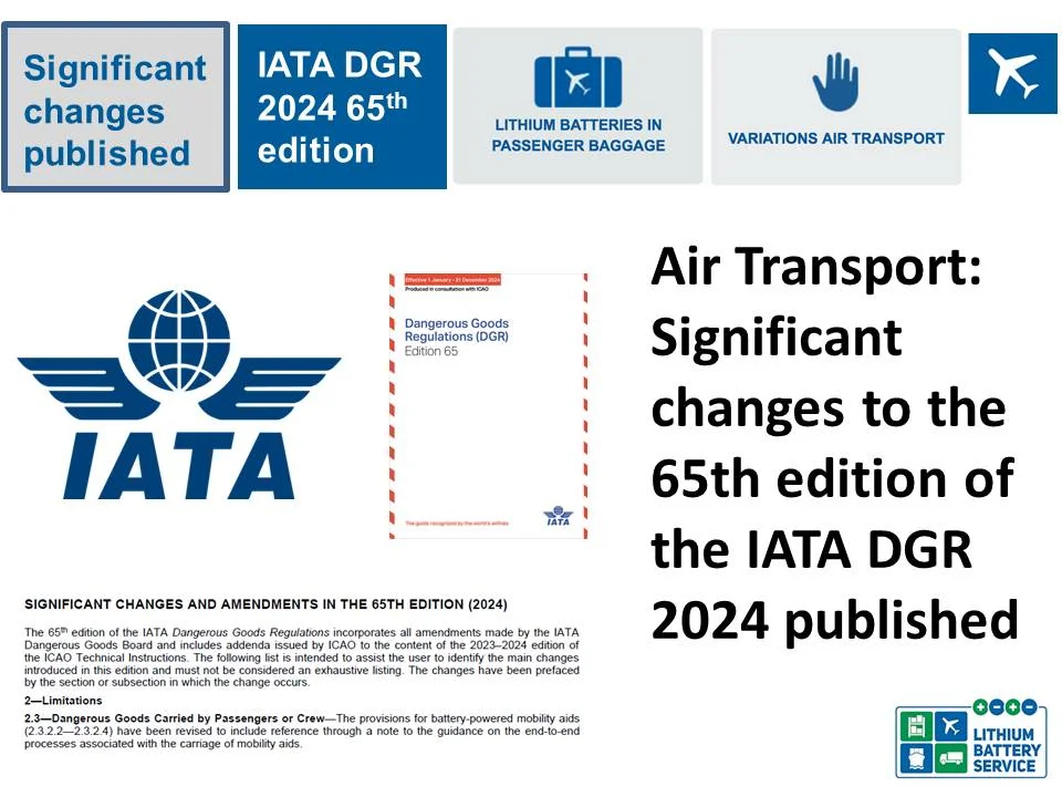 Air Transport: Significant changes to the 65th edition of the IATA DGR 2024 published Folie1