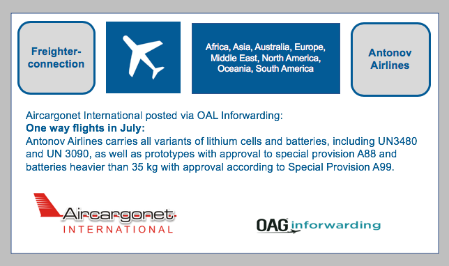 Frighter Connection: OAG Inforwarding - Antonov Airlines - New route announcements in July
