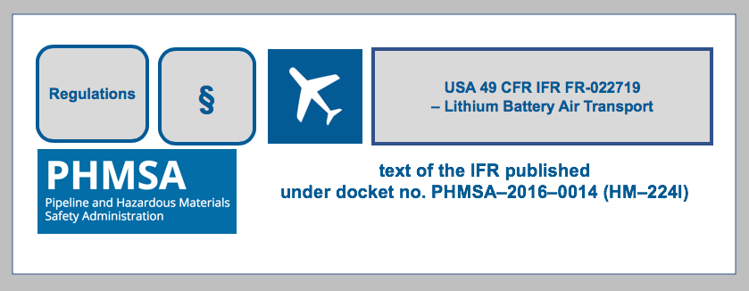 Supplement to USA 49 CFR IFR FR-022719 -Lithium battery air transport