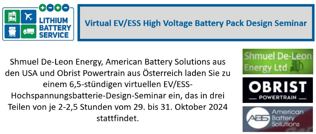 EV & ESS High Voltage Battery Pack Design Virtual Seminar 2024-10-06 EV und ESS de