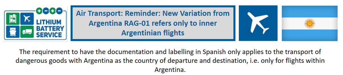 Air Transport: Reminder: New Variation from Argentina RAG-01 refers only to inner Argentinian flights 2024-03-23 Newsletter Thema 5 de