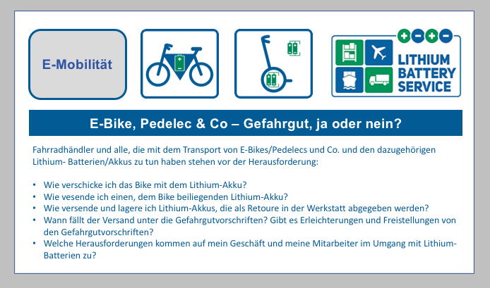 E-Bike, Pedelec & Co – Gefahrgut, ja oder nein? BF-DE-E-Bike-Pedelec-Co-Gefahrgut-ja-oder-nein-Lagerung-Transport-Lithiumzellen-Lithiumbatterien-E-Bike-Akkus-EMobilita-t