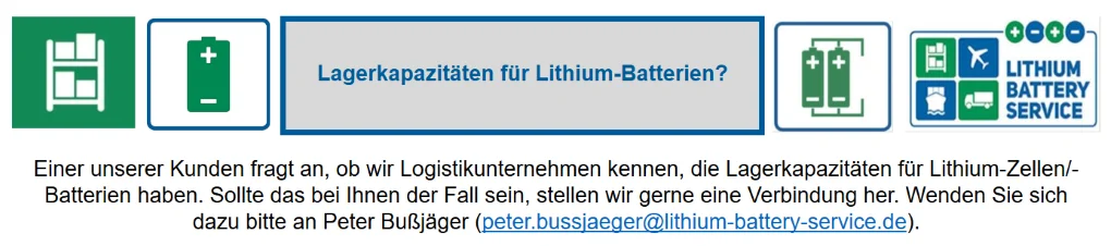 Lagerkapazitäten für Lithium-Batterien?