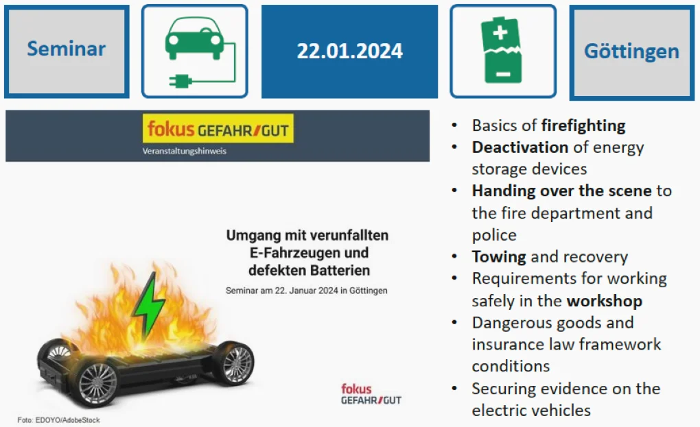 Dealing with e-vehicles involved in accidents and defective batteries 2024-01-03 verunfallte E-Fahrzeuge de