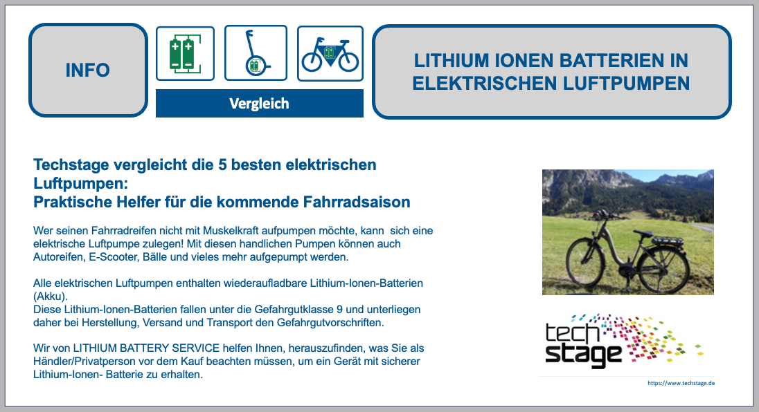 Lithiumbatterien in Elektrischen Luftpumpen - Gut gerüstet für die kommende  Fahrradsaison!
