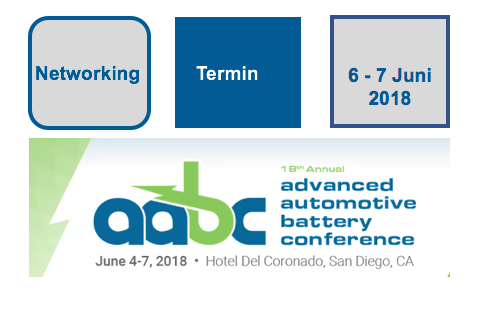 AABC Konferenz für fortschrittliche Automobil-Batterien - Advanced Automotive Battery Conference June 4-7, 2018 Hotel Del Coronado, San Diego, CA, USA BF-DE-AABC