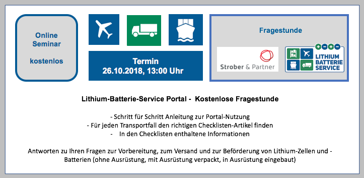 Erinnerung: Freitag 26.10.2018-13:00 Uhr
 Online Seminar - kostenlos Lithium-Batterie-Service Portal -
Kostenlose Fragestunde BF-DE-Fragestunde-26-10