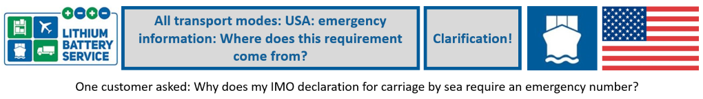 All transport modes: USA: emergency information: Where does this requirement come from? Thema 6 de