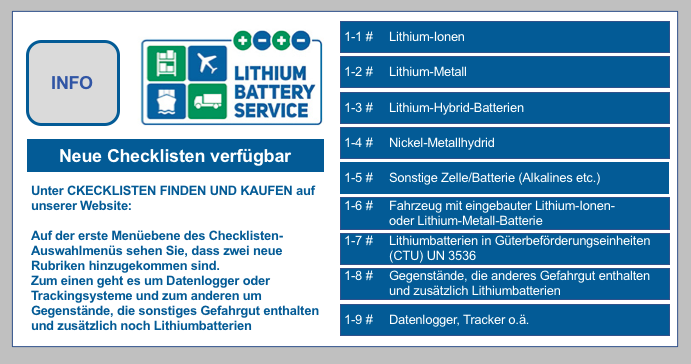 Lithium Battery Service - Checklisten-Artikel 2021 BF-DE-Neue-Checklisten-erha-ltlich-Lithium-Battery-Service-Datenlogger-Trackingsysteme-Lithiumzellen-Lithiumbatterien-Verpacken-Versand-Transport-UN-Testserie-38-3-Qualita-tsmanage