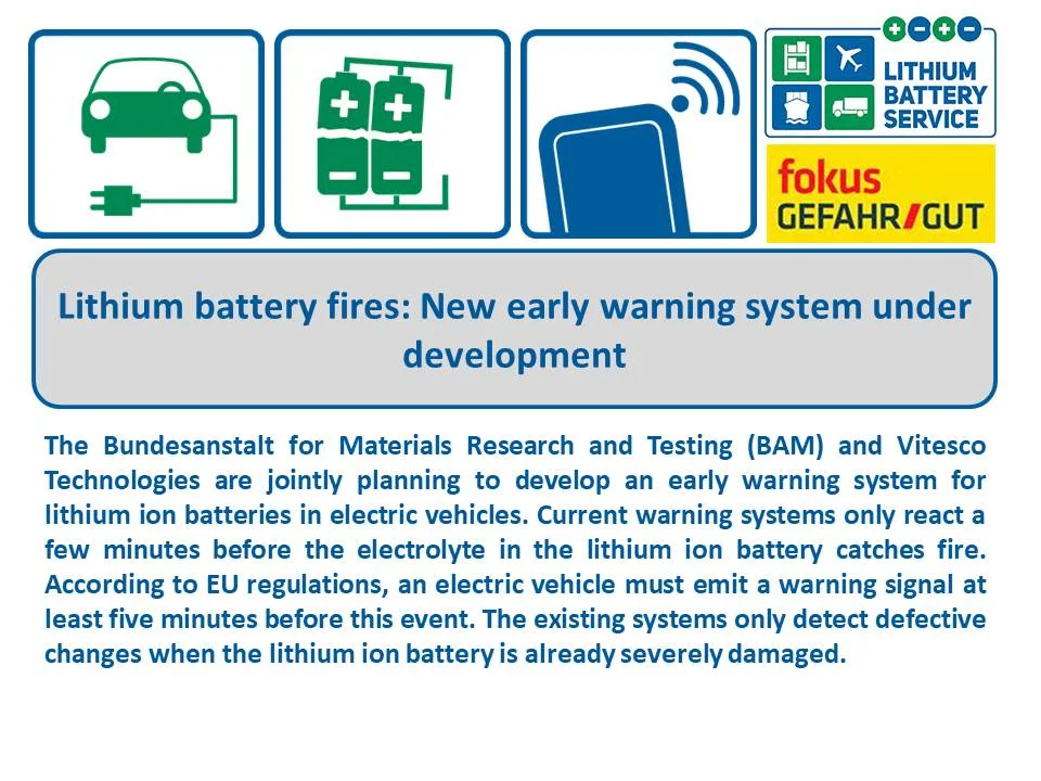Lithium battery fires: New early warning system under development 2023-11-19 fokus Gefahrgut de