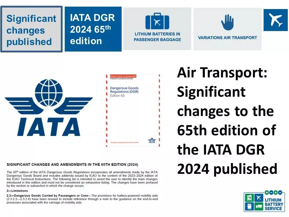 Air Transport Significant changes to the 65th edition of the IATA DGR